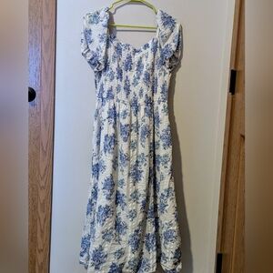 LOFT blue floral midi dress